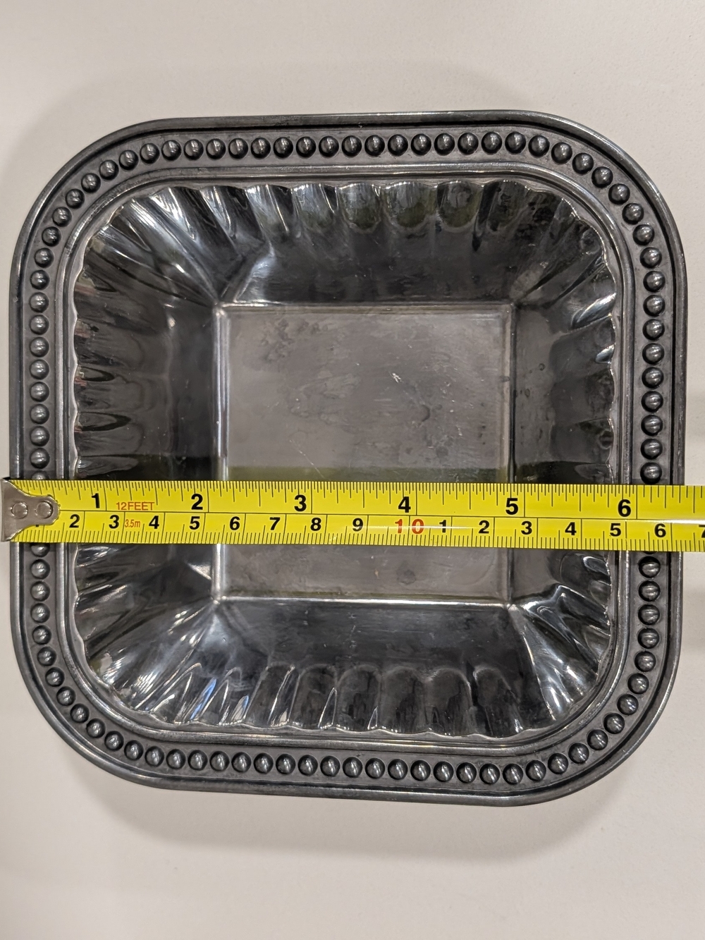Wilton Armetale Square Beaded Serving Bowl - Silver